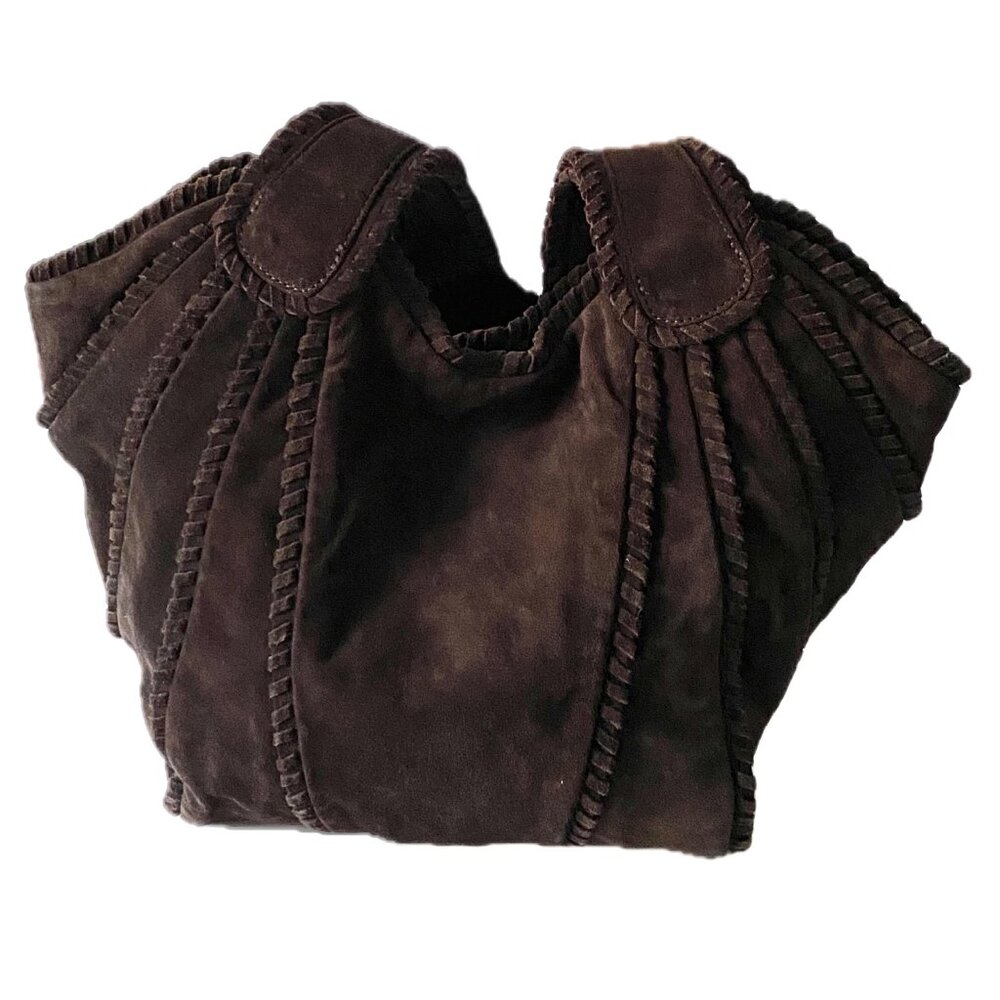SALE ~ Vintage Kooba Hobo Suede Bag Dark Brown Suede Wide Shoulder Straps - Picture 6 of 16